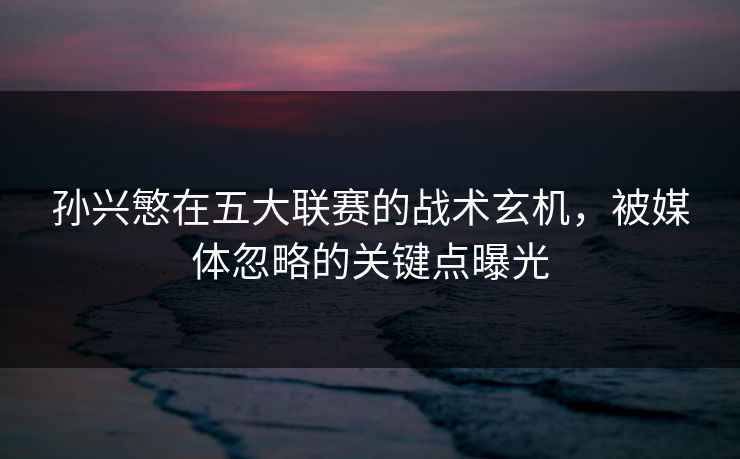 孙兴慜在五大联赛的战术玄机，被媒体忽略的关键点曝光