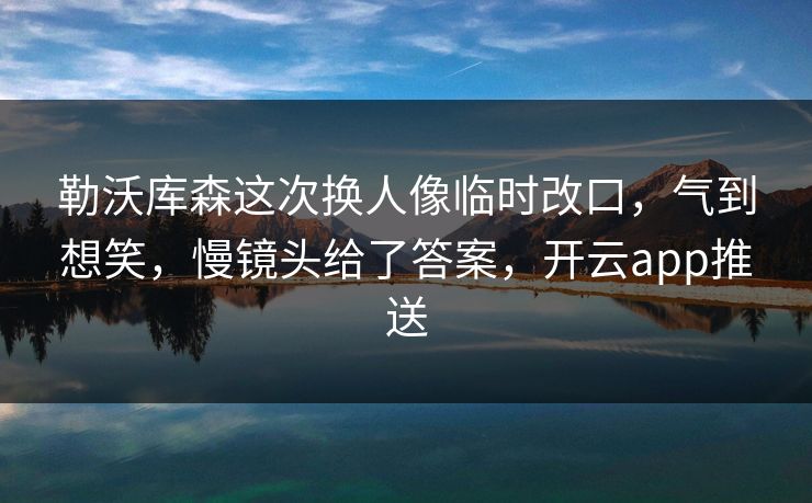 勒沃库森这次换人像临时改口，气到想笑，慢镜头给了答案，开云app推送