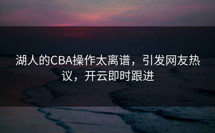 湖人的CBA操作太离谱，引发网友热议，开云即时跟进